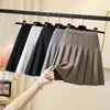 Kjolar Lucyever Solid Color Pleated Women Fashion High midja Preppy Style Mini Womens Korean Chic Street A-Line XXL 221130