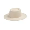 Berets 2022 Concave Top Fedroas Hüte für Frauen Wolle Weiß Hochzeit Mode Party Hut Herbst Winter Warm Großhandel