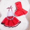 Ensembles de vêtements Bébé Fille Po Prop Costume Plaid Halter Robe Dos Nu Cape Rouge Cape 0-24M Né Infant Toddler Party Cosplay Tenues