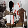 Męskie bluzy z kapturem God Of War Ghost Sparta bluza z kapturem Kratos męskie bluzy w stylu Casual 3D Print z kapturem, na zamek błyskawiczny płaszcz cienkie topy