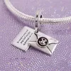 Perle de charme en argent sterling 925 pour bracelets à breloques bijoux européens Pandora-lettre de collection scolaire