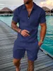 Men's Tracksuits Tracksuit Casual Short Sleeve Zipper Polo Shirt Shorts Set for Men Streetwear 2-piece Suit Summer 221129