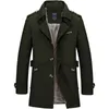 Jackets masculinos homens da primavera outono de cor s￳lida lazer jaqueta longa moda moda moda algod￣o sobretudo casaco de quebra -vento homens casaco 221130