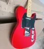 Guitare électrique rouge à 6 cordes avec touche en érable, Pickguard noir, matériel chromé personnalisable