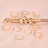 Anneaux de bande bijoux de mode bohème Knuckle Ring Set évider Flower Stacking Rings Midi 13Pcs / Set Drop Delivery Dh9U1