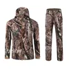 Tracksuits voor heren camouflagepak Shark Skin Outdoor Hunting Camping Waterdichte winddichte polyester lagen jas Hoody tad softshell jacketwit 221130