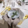 Servis uppsättningar 20st Vintage Western Plated Cutlery rostfritt stål lyxiga gulduppsättningar bordsartar biff kniv gaffel silver plattform