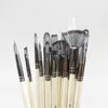 M￥lning Pennor Art Kit Brush Set 24 Nylon Hair Wood Pen Oil Paintbrush Tygv￤ska Gouache Portable Packaging Row 221130
