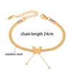 Anklets Sinleery Multilayer Key Lock Pendantステンレス鋼アンクレット女性ヴィンテージゴールドカラーアクセサンプラージフェムJL020 SSK