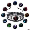 Bedelarmbanden 12 dierenriem bord snap knoppen lederen armbanden 18 mm gember horoscoop charme verstelbare armband voor vrouwen mannen mode geen dh68l