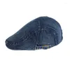 Bérets en gros classique mode unisexe coton Denim bleu Sboy peintre béret chapeau personnalisé casquettes de lierre