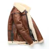 Hommes en cuir faux cuir marron manteau en peau de mouton hommes épais 100% naturel manteau de fourrure hiver hommes en cuir manteau chaud hiver asiatique taille M-4XL vêtements M263 221130
