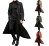 Herrjackor Business Men Trench Coat Fashion Design Slim Double Preast Thin Windbreaker Male Spring Long Black Outwear Autumn 221130
