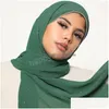 Hijab Diamante Hijab in chiffon Sciarpe Donna Scialli musulmani Foulard con strass Avvolge Turbante Abbigliamento islamico Solid Bandana Bufandas Dhzhs