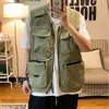 Men's Vests Male Casual Summer Loose Cotton Sleeveless Vest With Many Pockets Men Multi Pocket Pograph Waistcoat Mens Cargo Clothes 221130
