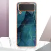 Fashion Bling Marble Cases For Samsung Z Flip 4 3 5G Flip4 Flip3 Zflip4 2.0MM Plating Metallic Soft Chromed TPU Rock Stone Granite Shockproof Folding Phone Back Cover