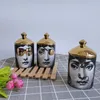 Decorative Objects Figurines European style ceramic candle holder with lid home decoration cotton swab bedroom lady jewelry earrings storage jar gift 221129