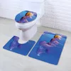 3 unids/set cubierta de inodoro alfombrillas de baño alfombrilla para pies sala de estar alfombra de baño ducha océano mundo submarino alfombra antideslizante con impresión 3D