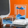装飾的な置物5 7 10インチアートペインティングディープシーサンドスケープ流れる砂3D感動絵砂時計の長方形ガラス丸い家の装飾