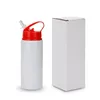 Portable 600ml Sippy Cups DIY Sublimation Blanks 20oz Water Bottle Kids Sport Tumbler Aluminum Mug Drinking Cup With Straws Lids FY5406 aa0329