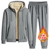 Mens Tracksuits Winter Thicken Hoodie Cashmere Men Tjock Fleece Tracksuit Warm and Sweatpant Set Unisex Overdized Jogging Suit 221130