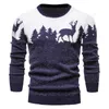Erkek Sweaters Sonbahar Noel Ağacı Geyik Baskı Sıradan O Boyun İnce Çekme Top 221130
