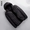 Mensjackor Män Down Coat Solid Color Padded Hooded dragkedja Cardigan Lätt vinterautumnjacka för Daily Wear 221130