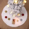 Kerstdecoraties 90 cm pluche boom rok faux bont tapijt sneeuwvlok witte mat voor huis Xmas Jaar decor Noel schort ornament 221130
