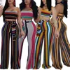 Twee delige broekkledingmerk voor dames sexy off schouder crop top 2 gestreepte flare set jumpsuit 221130