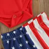 مجموعات الملابس Citgeesummer Day Baby Baby Girls Outfit Solid Red Straps Romper Strip Stripe Pants