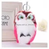 Key Rings Cartoon Fluffy Owl Keychains For Women Cute Animal Pendant Key Chain Holder Car Bag Charms Accessories Jewelry Gifts Drop D Dhqvo