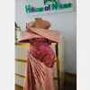 Árabe aso ebi elegante vestidos de noche de encaje de lentejuelas fuera del hombro