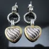 Gouden vergulde stud oorbellen voor vrouwen Fijne sieraden 925 Sterling Silver Cable Heart Drop Earring Thanksgiving Valentijnsdag Geschenken Verjaardagsgeschenken