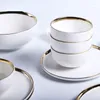 Zestawy naczyń stołowych nordycka zastawa stołowa 10 sztuk / zestaw ceramiczny talerz ryżu miska kreatywna biała kolor zupa porcelanowa