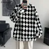 Herrtröjor tröjor män argyle kläddesigner crewneck mode lambool tonåringar alla matchar college unisex ulzzang vinter harajuku chic 221129