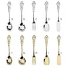 Dinnerware Sets Stainless Steel Spoons Stirring Spoon Hollow Carved Coffee Mixing Dessert Table Decor Party Gift Kitchen Tool