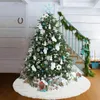 Christmas Decorations 1pc White Tree Skirt Plush Faux Fur Carpet Xmas Floor Mat Ornaments Wedding Birthday Year Decor 221130