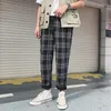 Männer Hosen Übergroße Hosen Männer Schwarz Plaid Harem Koreanische Baumwolle Stretch Männlich Urban Jogginghose Hip Hop Kleidung Plus Größe