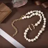 Pearl Necklace Luxury Designer smycken för kvinnor mode halsband kvinnor bröllopskedjor hängen med diamant c tillbehör gåvor id3h