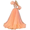 Burnt Organt A Line Princess Prom Dresses for Women Beads Plus Size Sweetheart Crystals Puffy Long Sleeves Tulle Formal Wear Party Gowns Custom Made