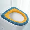 Toilet Seat Covers Pumpkin Pattern Keep Warm Closestool Mat Double Color Knitting O-shape Home Decor Cover Bathroom Accessories