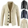 Mens Sweaters Cardigan Knitted Solid Color Stylish Casual Long Sleeve Shirt Turn Down Collar Fall Winter 221130