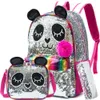 Mochilas BIKAB Mochilas escolares para niños Adolescentes Niñas Mochila Mujeres Panda Cartoon Sequin Bag 221129