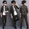 Clothing Sets Boys Set Kids Tracksuit Spring And Autumn Camouflage Long sleeve Pants Suit Military Uniform Clothes For 221130