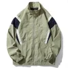 Heren Jackets Vintage Streetwear Mens Wind Breaker Autumn Fashion Casual Patchwork Green Zipper Sportswear Bomber 221130