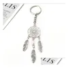 مفاتيح حبل الحبل sier-color dreamcatcher keychain key-feather leaf dreamnet catcher keyholder pink beain whit
