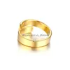 Band Rings High Quality Stainless Steel Gold Ring Personalized Customize Engraved Name Rings For Women And Men Trendy Jewelry Drop De Dhjzv