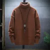 Menströjor Vinter Turtleneck Cashmere Trend Plush Thickning Bottom Solid Color Casual Fashion Man Warm Pullovers 221130