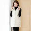 Kvinnors v￤star Autumn och vinter Kvinnor Medium L￥ngt ner Cotton Vest Korean Stand Collar Jacket Coat Waistcoat Fashion