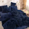 Sängkläder sätter super shaggy quilt täcker varm säng plysch sammet set lamm ull kashmir täcke kudde flickor prinsessa 221129